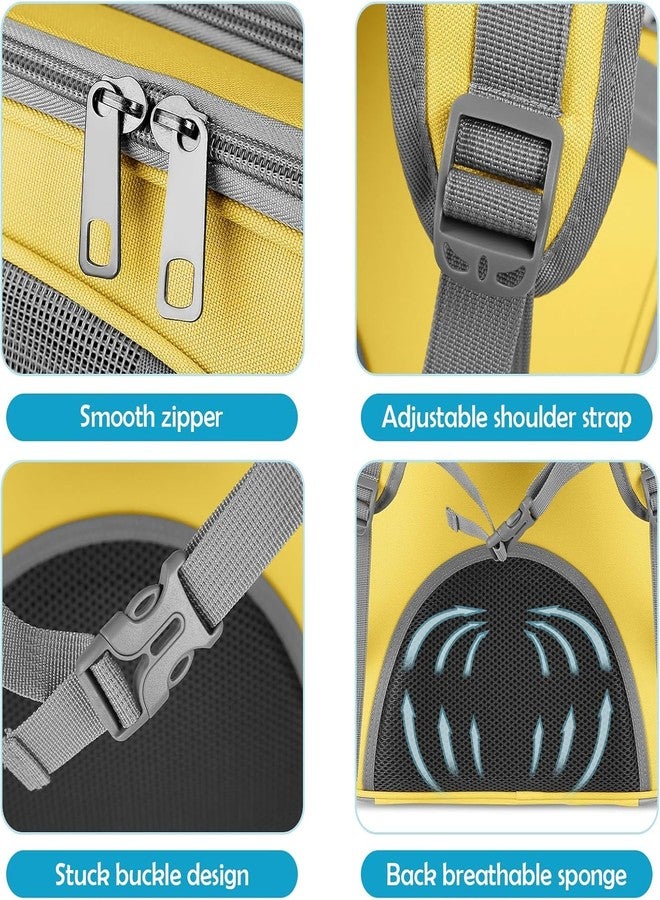 PET FUN Pet Travel Backpack for Cats & Small Dogs | Portable, Breathable Carrier Bag with Full Visibility & Comfort Padding for Hiking, Travel & Outdoor Adventures (Yellow) - Image 5